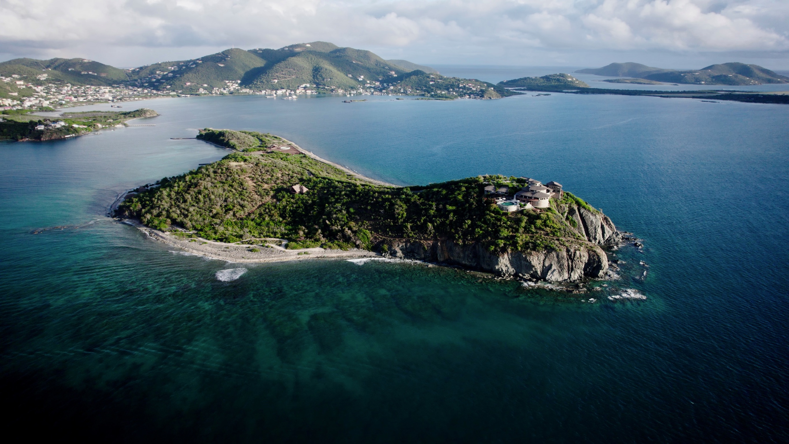 Aerial view of Buck Island, British Virgin Islands, home of The Aerial, BVI